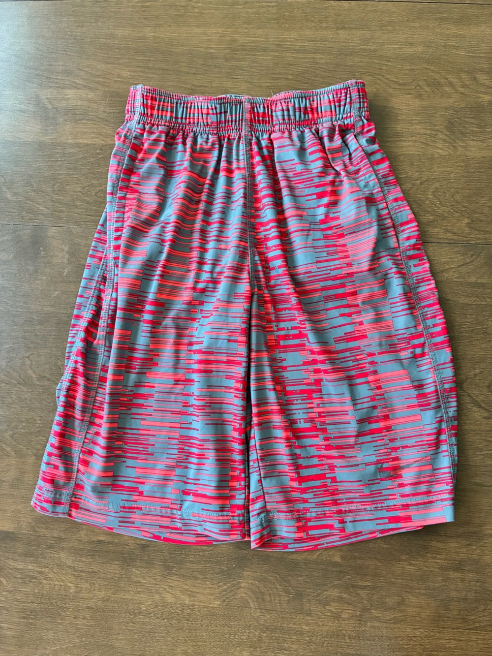 Nike Kids Athletic Shorts in Red and Gray Pattern